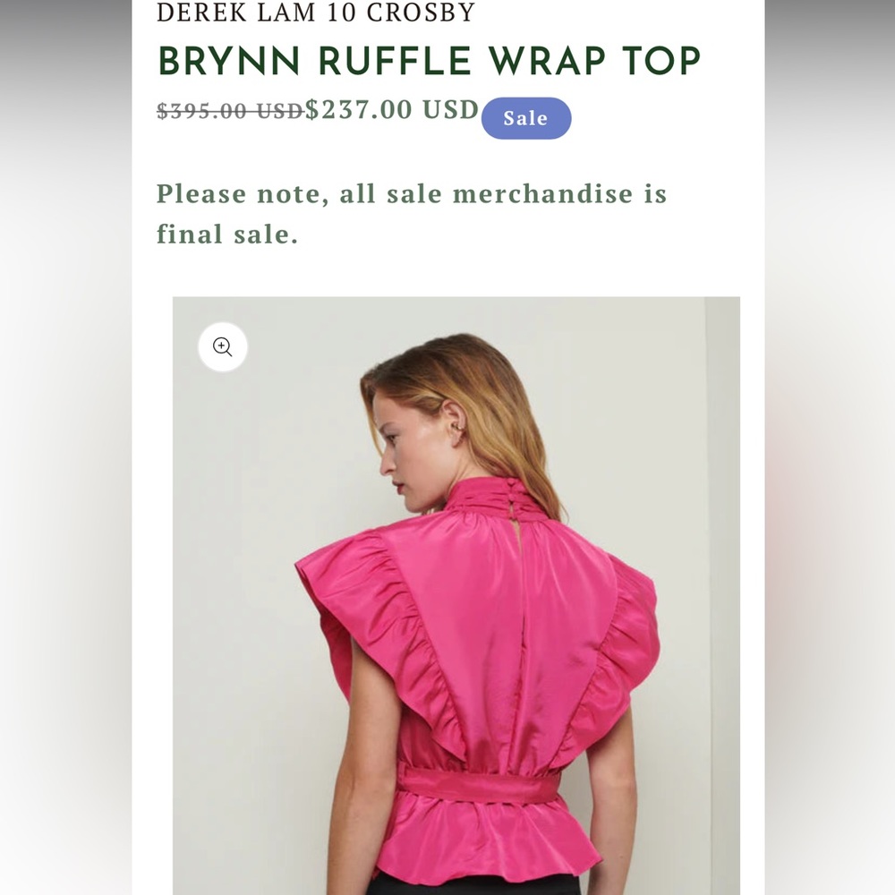 DEREK LAM 10 CROSBY BRYNN RUFFLE WRAP TOP